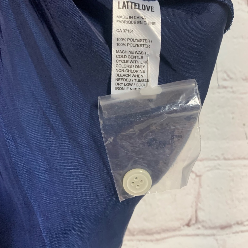 NWOT Latte Love Navy Blue Satin Pajama Set Size M - Picture 6 of 7